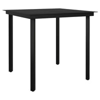 Outdoor Dining Table, 32 Inch Square Glass Top, Black Metal Legs - BM340420