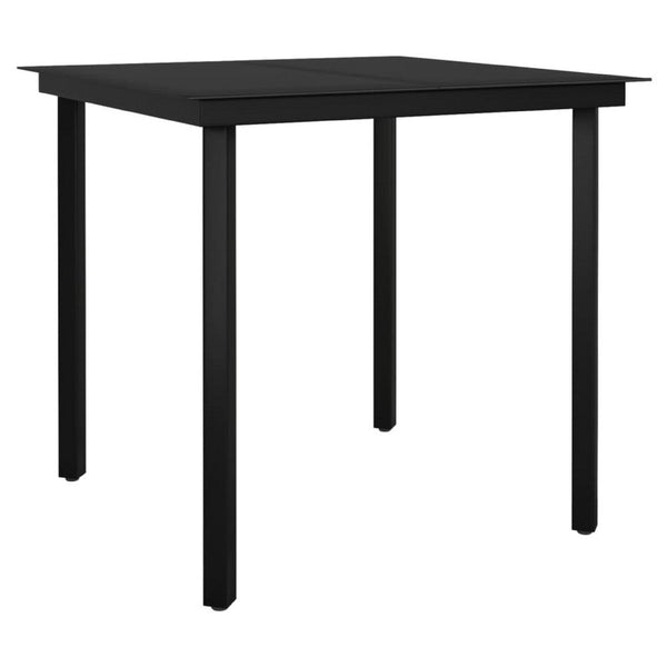 Outdoor Dining Table, 32 Inch Square Glass Top, Black Metal Legs - BM340420