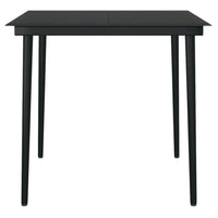 Outdoor Dining Table, 32 Inch Square Glass Top, Black Metal Legs - BM340421