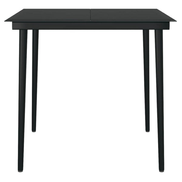 Outdoor Dining Table, 32 Inch Square Glass Top, Black Metal Legs - BM340421
