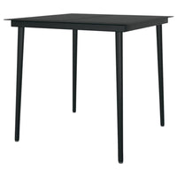 Outdoor Dining Table, 32 Inch Square Glass Top, Black Metal Legs - BM340421