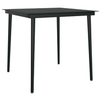 Outdoor Dining Table, 32 Inch Square Glass Top, Black Metal Legs - BM340421