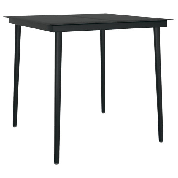Outdoor Dining Table, 32 Inch Square Glass Top, Black Metal Legs - BM340421