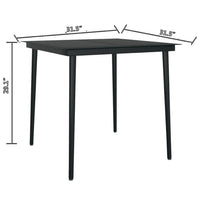 Outdoor Dining Table, 32 Inch Square Glass Top, Black Metal Legs - BM340421