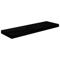 Zyno Wall Shelf Set of 2, Glossy Black MDF Body, Modern Design, 32 Inch - BM340422