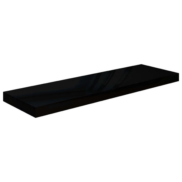 Zyno Wall Shelf Set of 2, Glossy Black MDF Body, Modern Design, 32 Inch - BM340422