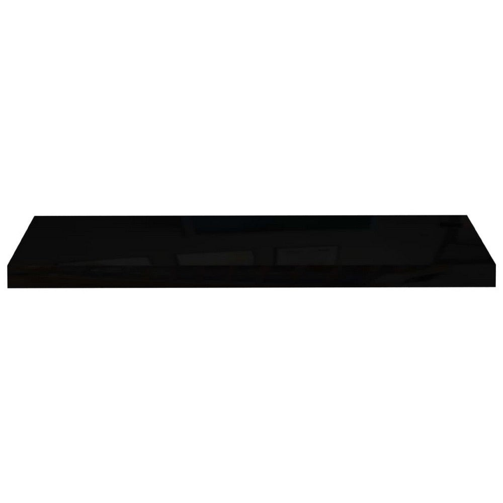 Zyno Wall Shelf Set of 2, Glossy Black MDF Body, Modern Design, 32 Inch - BM340422