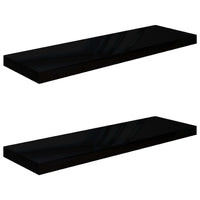 Zyno Wall Shelf Set of 2, Glossy Black MDF Body, Modern Design, 32 Inch - BM340422