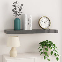 Zyno Wall Shelf, 32 Inch, Glossy Gray MDF Body, Modern Design - BM340423