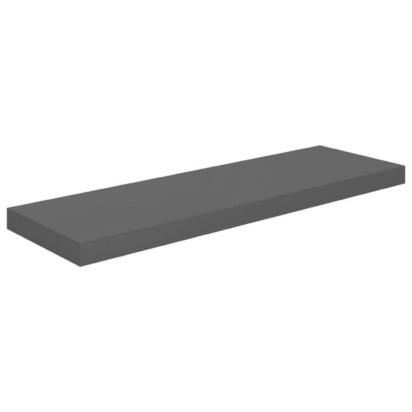 Zyno Wall Shelf Set of 2, Glossy Gray MDF Body, Modern Design 32 Inch - BM340424