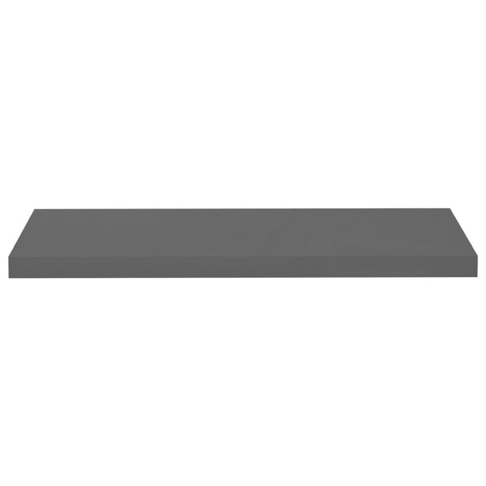 Zyno Wall Shelf Set of 2, Glossy Gray MDF Body, Modern Design 32 Inch - BM340424