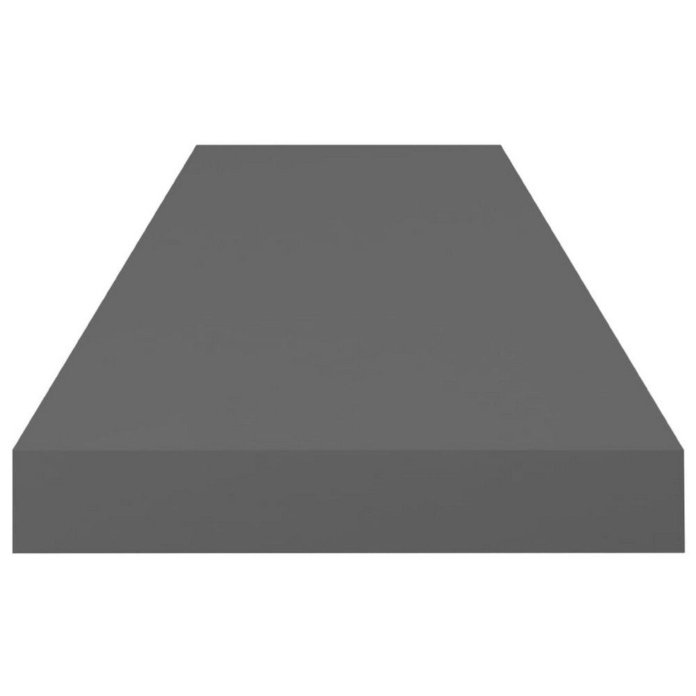 Zyno Wall Shelf Set of 2, Glossy Gray MDF Body, Modern Design 32 Inch - BM340424