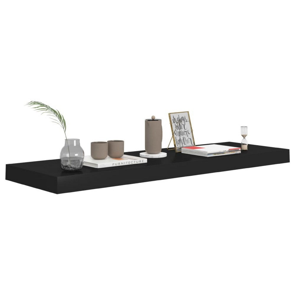 Zyno Wall Shelf, 32 Inch, Matte Black MDF Body, Modern Design - BM340425