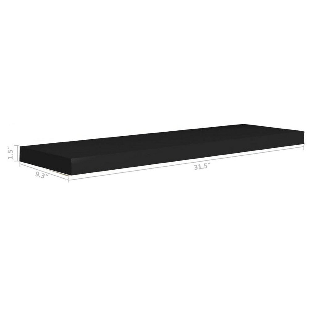 Zyno Wall Shelf, 32 Inch, Matte Black MDF Body, Modern Design - BM340425