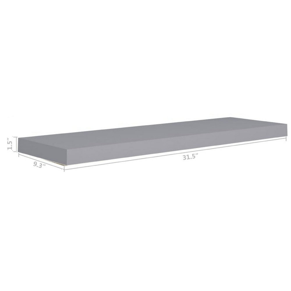 Zyno Wall Shelf, 32 Inch, Matte Gray MDF Body, Modern Design - BM340426