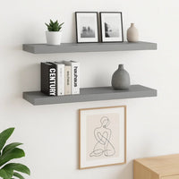 Zyno Wall Shelf Set of 2, Matte Gray MDF Body, Modern Design 32 Inch - BM340427