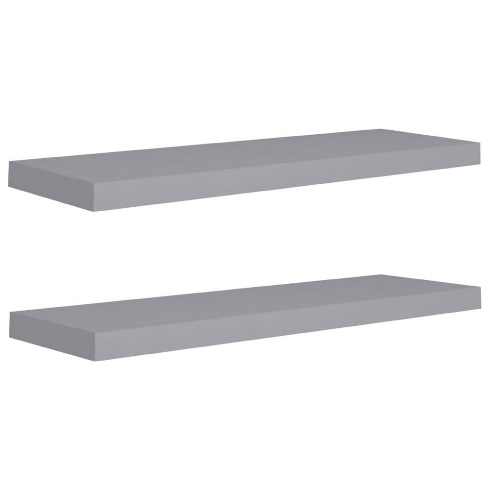 Zyno Wall Shelf Set of 2, Matte Gray MDF Body, Modern Design 32 Inch - BM340427