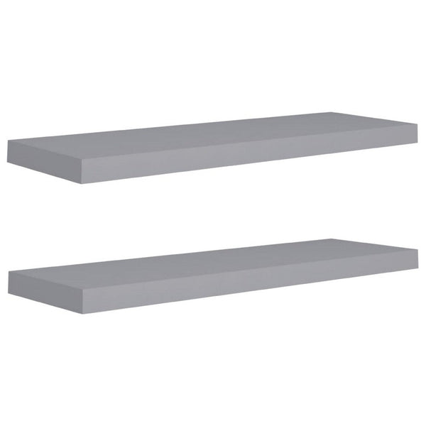 Zyno Wall Shelf Set of 2, Matte Gray MDF Body, Modern Design 32 Inch - BM340427