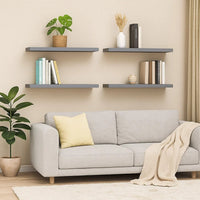 Zyno Wall Shelf Set of 4, Matte Gray MDF Body, Modern Design 32 Inch - BM340428