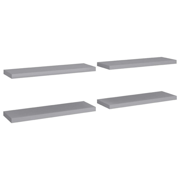 Zyno Wall Shelf Set of 4, Matte Gray MDF Body, Modern Design 32 Inch - BM340428