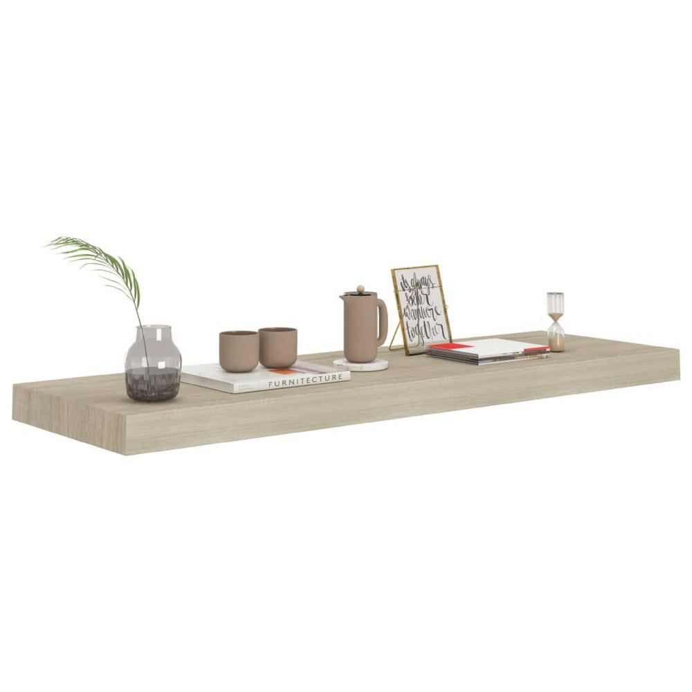 Zyno Wall Shelf, 32 Inch, Oak Brown MDF Body, Modern Design - BM340429