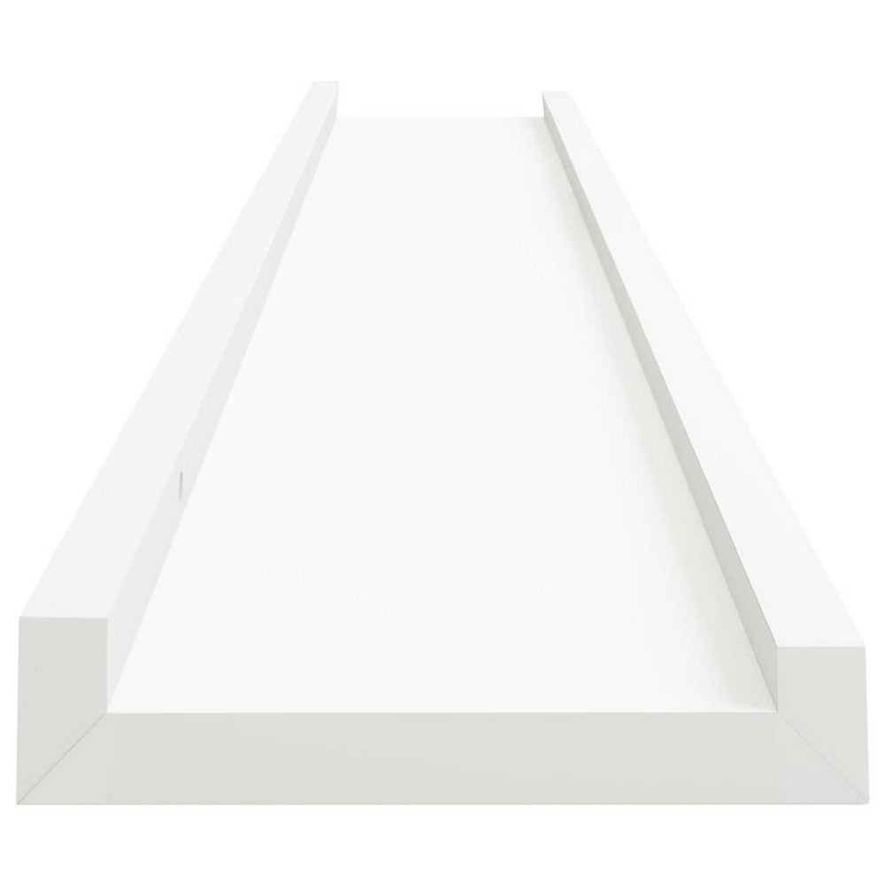 Yuli Wall Shelf Set of 2, Raised Ledge Design, Classic White 32 Inch - BM340430