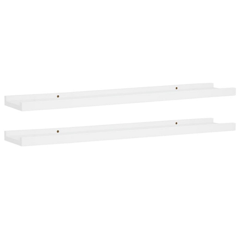 Yuli Wall Shelf Set of 2, Raised Ledge Design, Classic White 32 Inch - BM340430