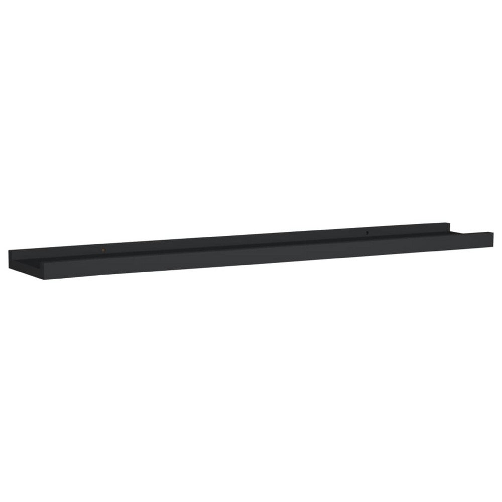 Yuli Wall Shelf Set of 2, Raised Ledge Design, Classic Black 32 Inch - BM340431
