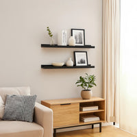 Yuli Wall Shelf Set of 2, Raised Ledge Design, Classic Black 32 Inch - BM340431