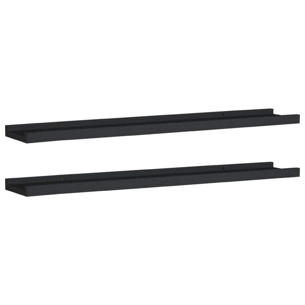 Yuli Wall Shelf Set of 2, Raised Ledge Design, Classic Black 32 Inch - BM340431