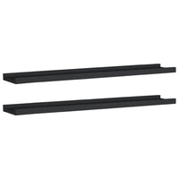 Yuli Wall Shelf Set of 2, Raised Ledge Design, Classic Black 32 Inch - BM340431