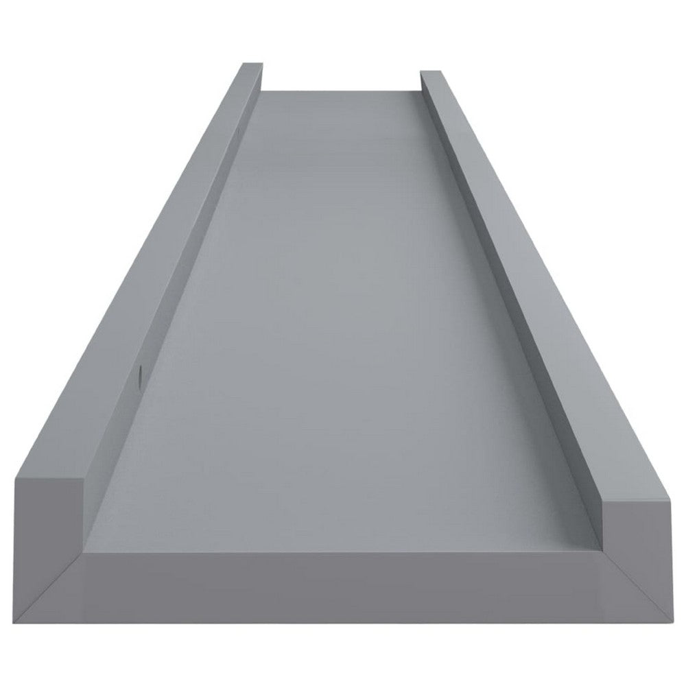 Yuli Wall Shelf Set of 2, Raised Ledge Design, Classic Gray 32 Inch - BM340432
