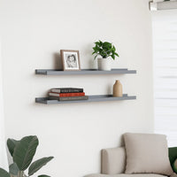 Yuli Wall Shelf Set of 2, Raised Ledge Design, Classic Gray 32 Inch - BM340432
