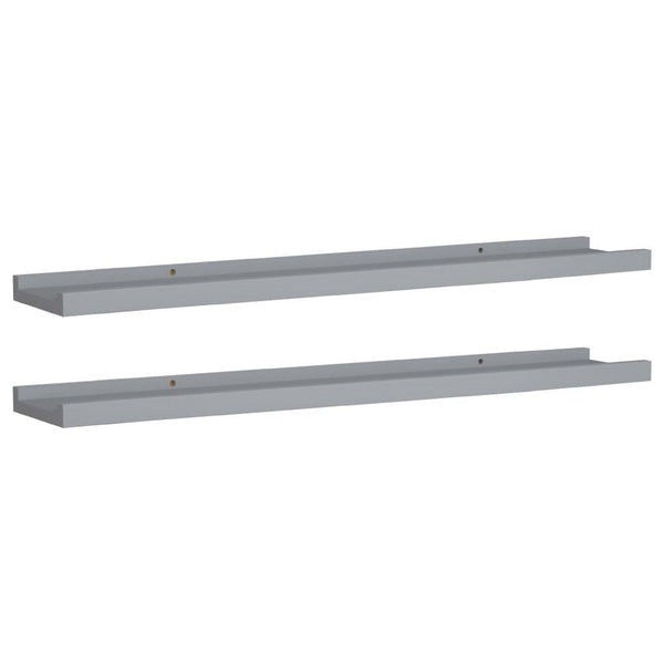 Yuli Wall Shelf Set of 2, Raised Ledge Design, Classic Gray 32 Inch - BM340432