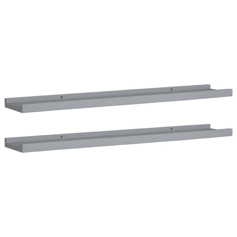 Yuli Wall Shelf Set of 2, Raised Ledge Design, Classic Gray 32 Inch - BM340432