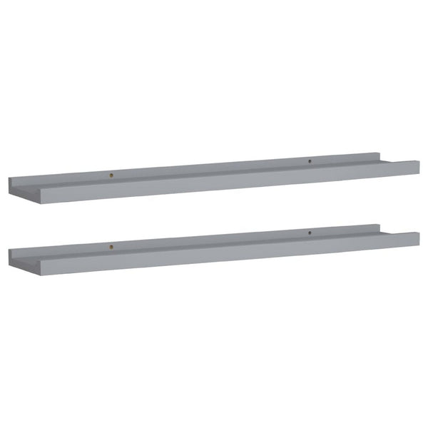 Yuli Wall Shelf Set of 2, Raised Ledge Design, Classic Gray 32 Inch - BM340432