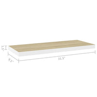 Zyno Wall Shelf, 32 Inch, Natural White and Oak Brown Finish - BM340433
