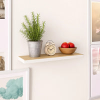 Zyno Wall Shelf, 32 Inch, Natural White and Oak Brown Finish - BM340433