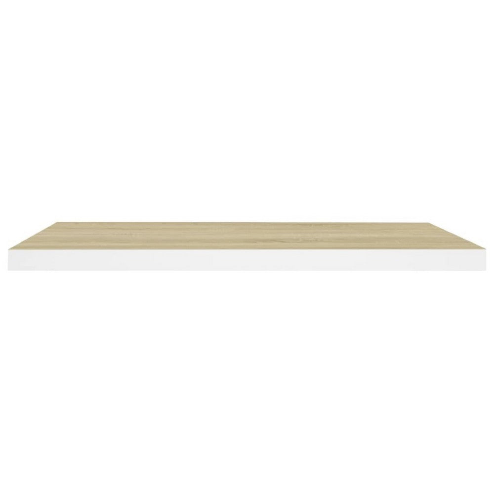 Zyno Wall Shelf Set of 2, 32 Inch Natural White and Oak Brown Finish - BM340434