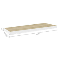 Zyno Wall Shelf Set of 2, 32 Inch Natural White and Oak Brown Finish - BM340434