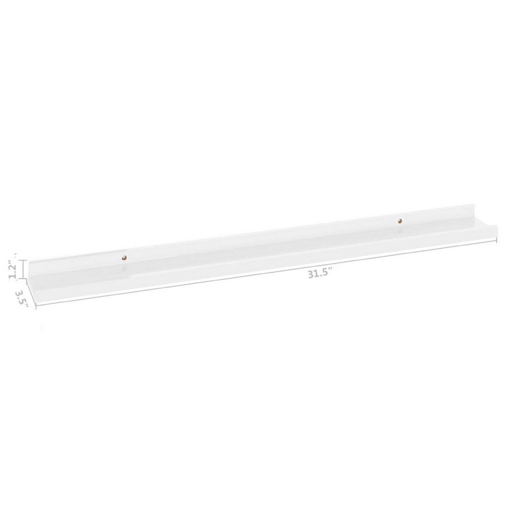 Yuli Wall Shelf Set of 2, Contemporary White, Raised Ledge Design 32 Inch - BM340436