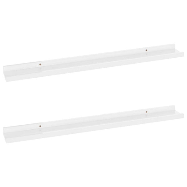 Yuli Wall Shelf Set of 2, Contemporary White, Raised Ledge Design 32 Inch - BM340436