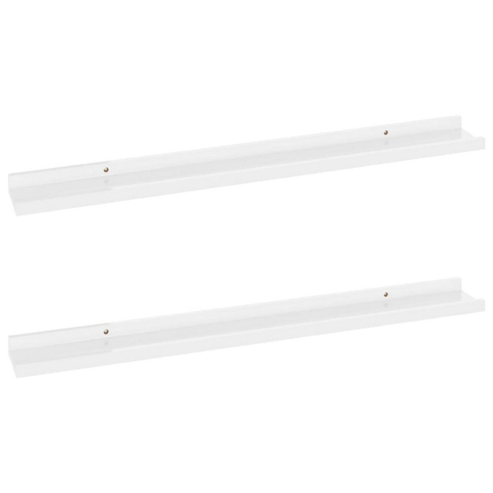 Yuli Wall Shelf Set of 2, Contemporary White, Raised Ledge Design 32 Inch - BM340436