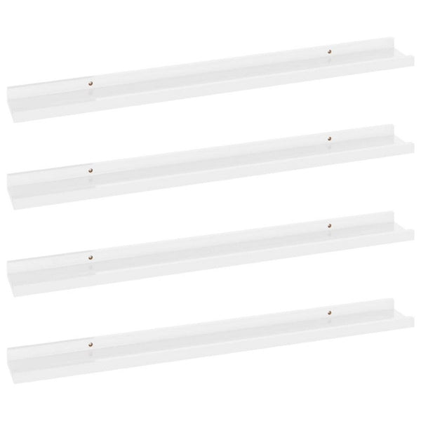 Yuli Wall Shelf Set of 4, Contemporary White, Raised Ledge Design 32 Inch - BM340437