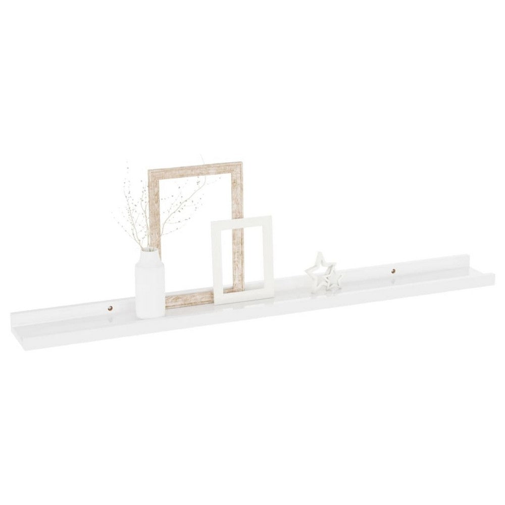Yuli Wall Shelf Set of 4, Contemporary White, Raised Ledge Design 32 Inch - BM340437