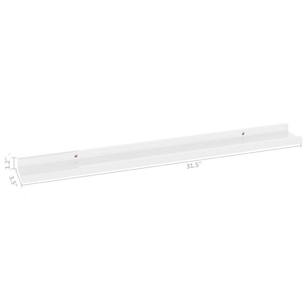 Yuli Wall Shelf Set of 4, Contemporary White, Raised Ledge Design 32 Inch - BM340437