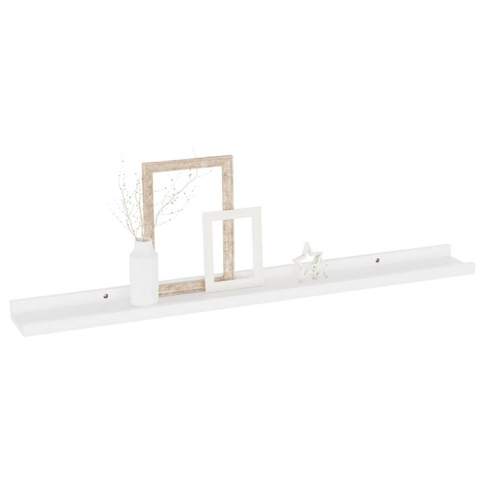 Yuli Wall Shelf Set of 4, Contemporary White, Raised Ledge Design 32 Inch - BM340438