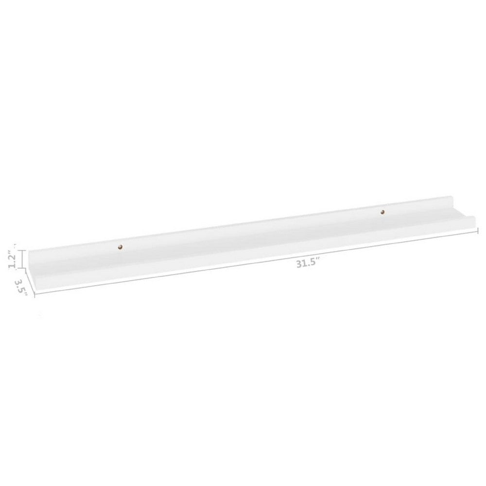 Yuli Wall Shelf Set of 4, Contemporary White, Raised Ledge Design 32 Inch - BM340438