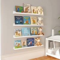 Yuli Wall Shelf Set of 4, Contemporary White, Raised Ledge Design 32 Inch - BM340438