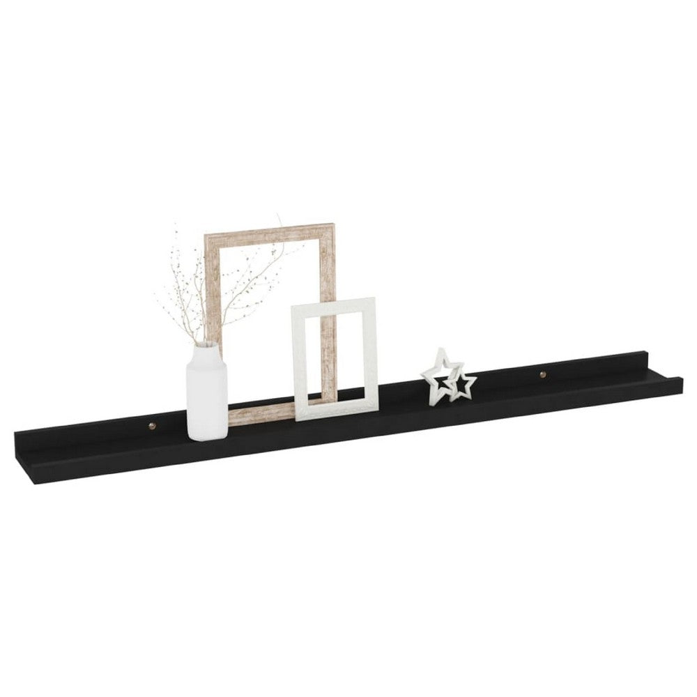 Yuli Wall Shelf Set of 4, Contemporary Black, Raised Ledge Design 32 Inch - BM340439